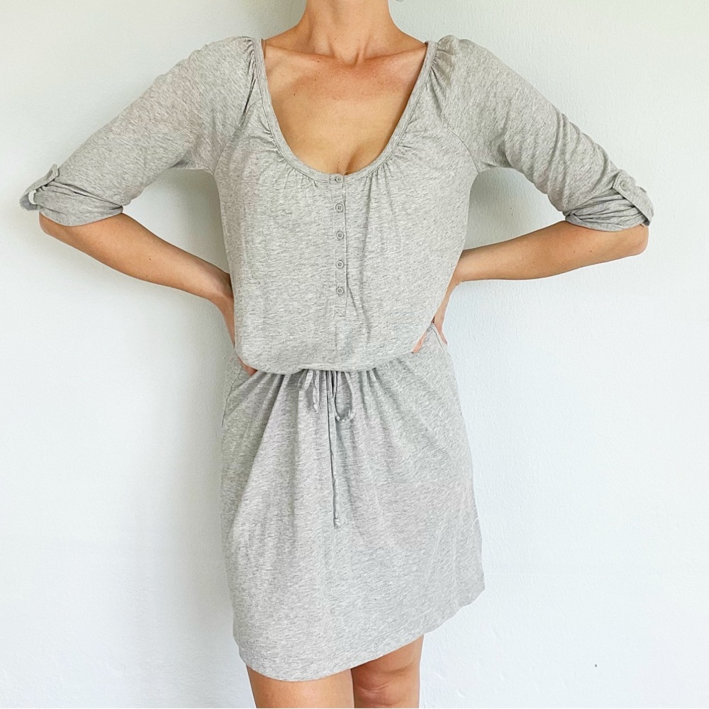 Old Navy gray casual button front long sleeve cotton dress size XS